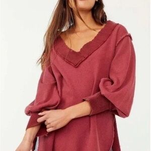 Free People Deep Red Knit Pullover